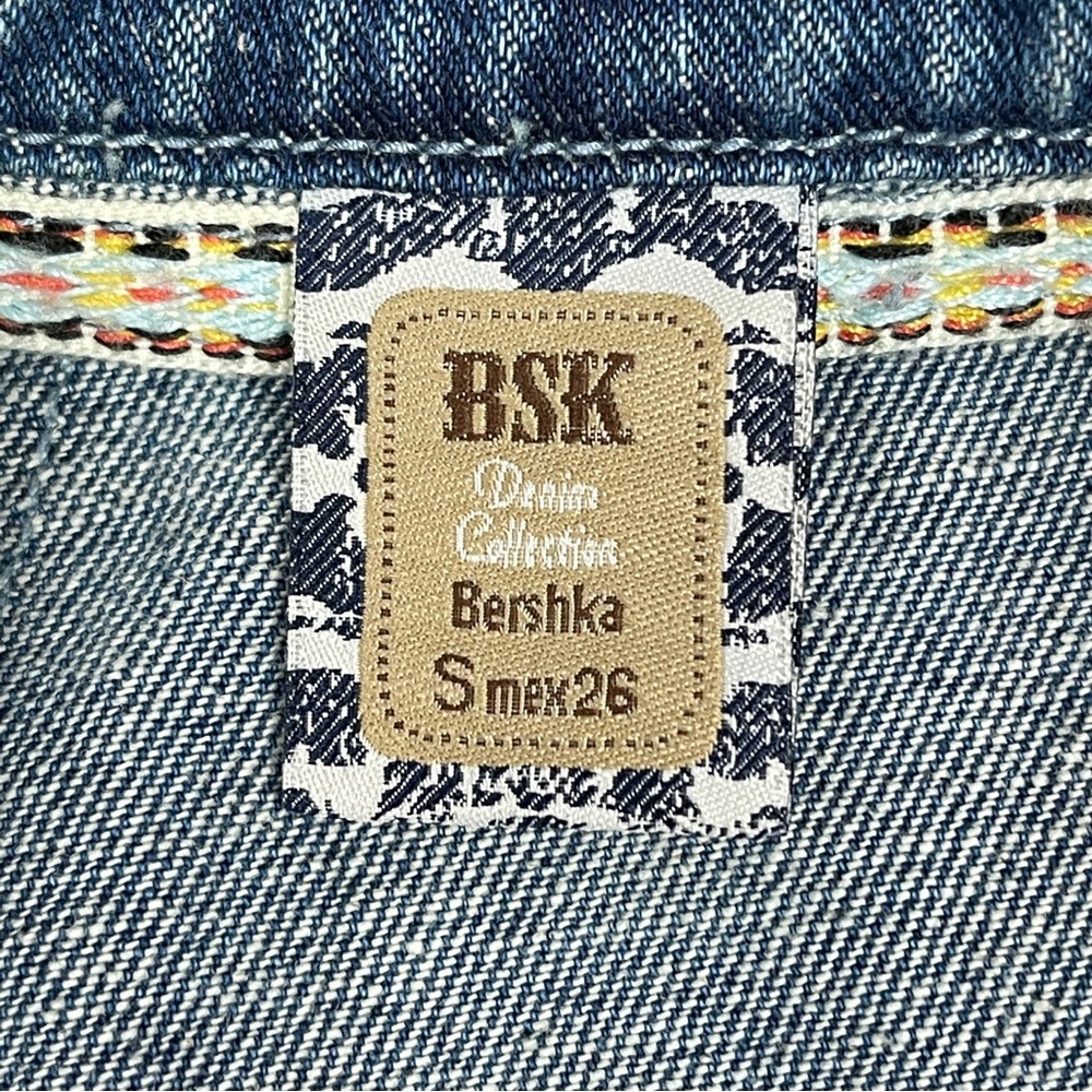 BERSHKA denim distressed vest with spikes beading, size S - Picture 2 of 16